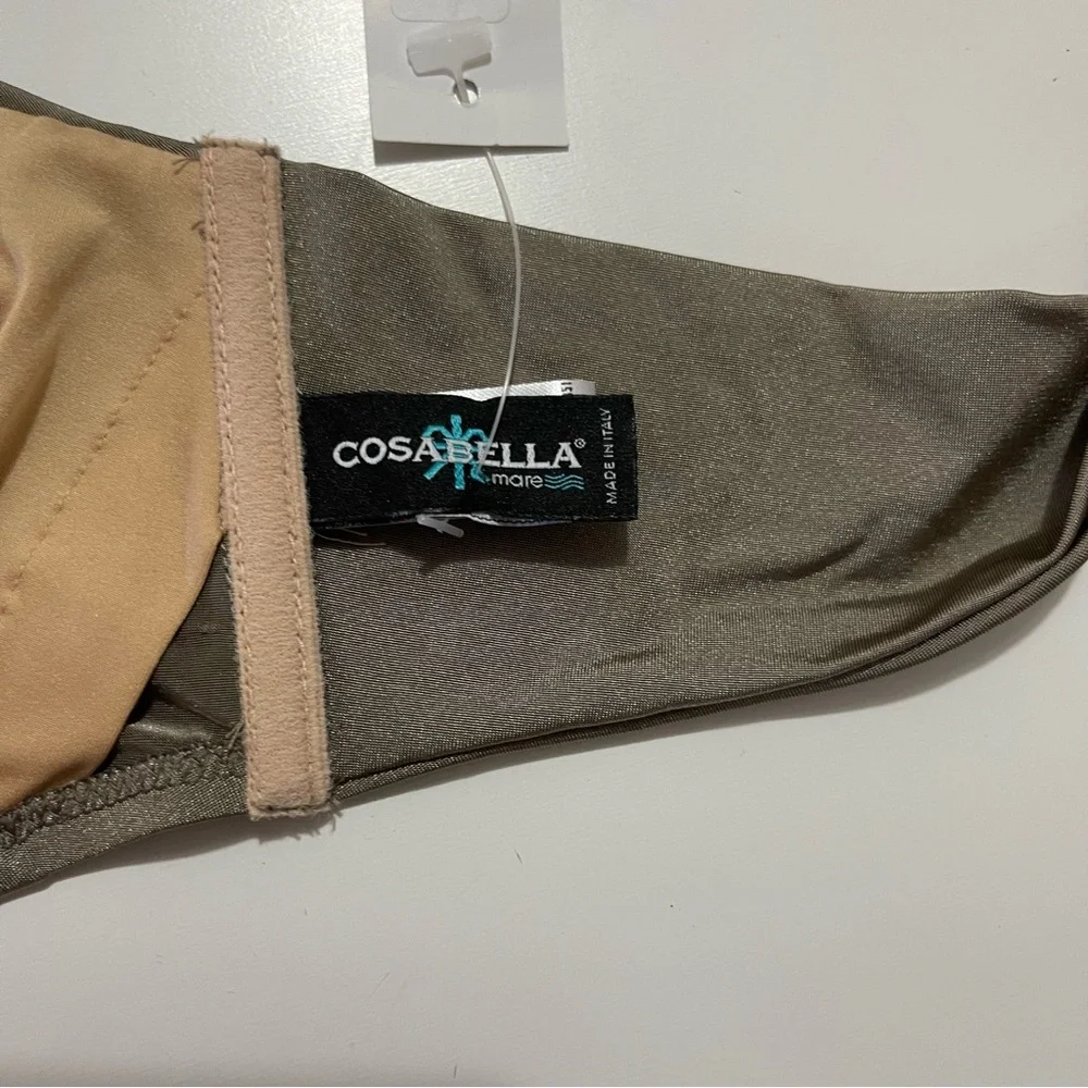 Cosabella Triangle Halter Bikini Top M Metallic Tuxedo Style NWT Minimalist